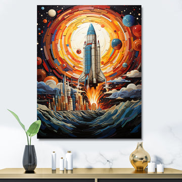 Moon Space Shuttle Blaze - Rocketship Canvas Wall Art